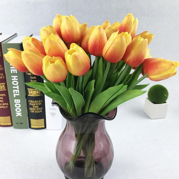 

tulip artificial flower real touch bouquet fake for wedding decoration flowers home garden decor 0325 decorative & wreaths