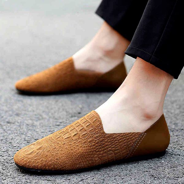 

dress shoes moccasins men casual loafers shoes breathable genuine leather flats slip on fashion prom party men footwear k5ig, Black