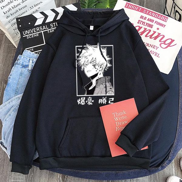 

men's hoodies & sweatshirts anime my hero academia todoroki bakugou deku men/women hoodie casual all-match streetwear sweatshirt kpop, Black