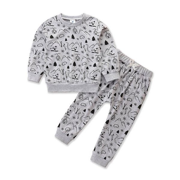 

kids clothing sets girls outfits baby clothes children boys' suits children's wear autumn long-sleeve printed bathroom casual two-, White