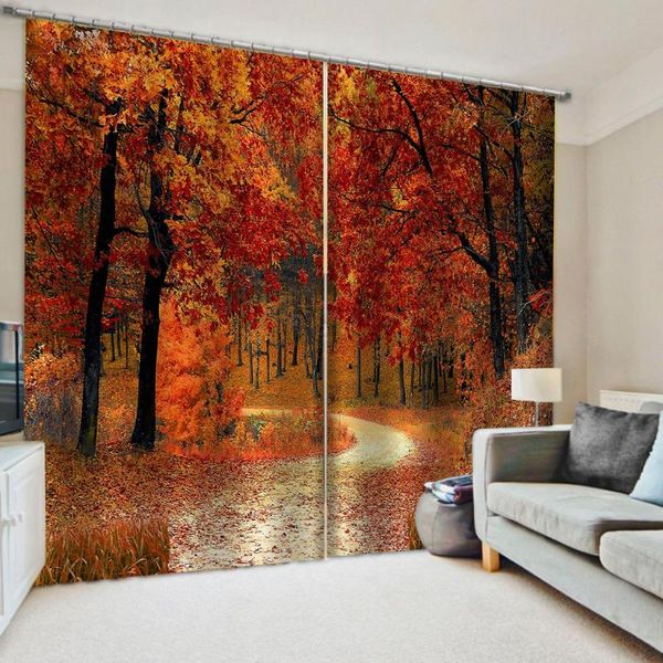 

beautiful po fashion customized 3d curtains auturn forest window for living room bedroom curtain & drapes