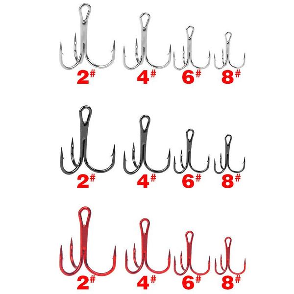 

fishing hooks box of 20 fish 2 # 4 6 8 three anchor red nickel black white high carbon steel