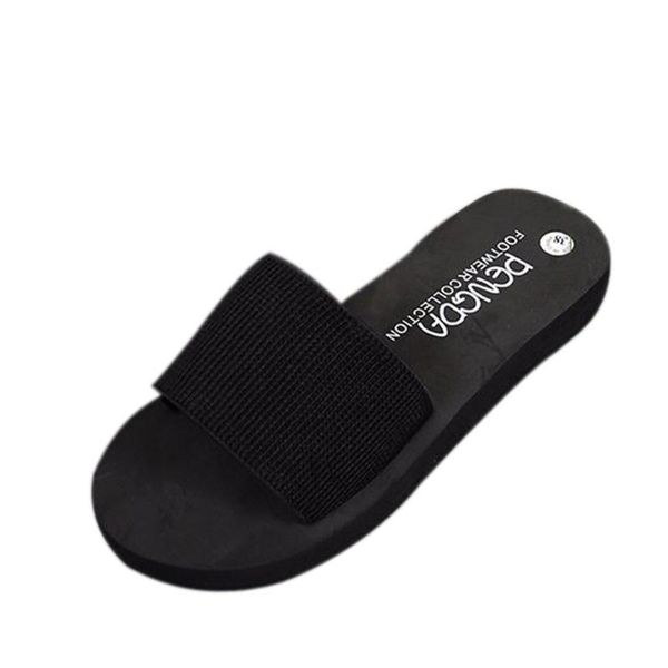 

summer women shoes platform bath slippers wedge beach flip flops round toe casual shallow sapatos, Black
