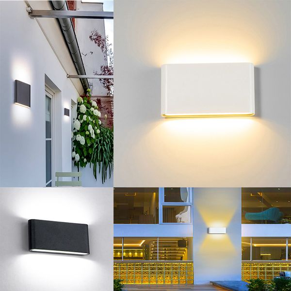 Lampada da parete per esterni impermeabile Sorgente LED da 12W Illuminazione su e giù Illuminazione da giardino moderna e minimalista per portici interni