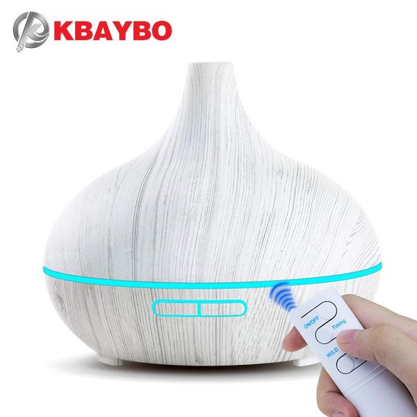 

550ml ultrasonic electric air humidifier aroma oil diffuser white wood grain remote control 7 colors led lights for home humidifiers