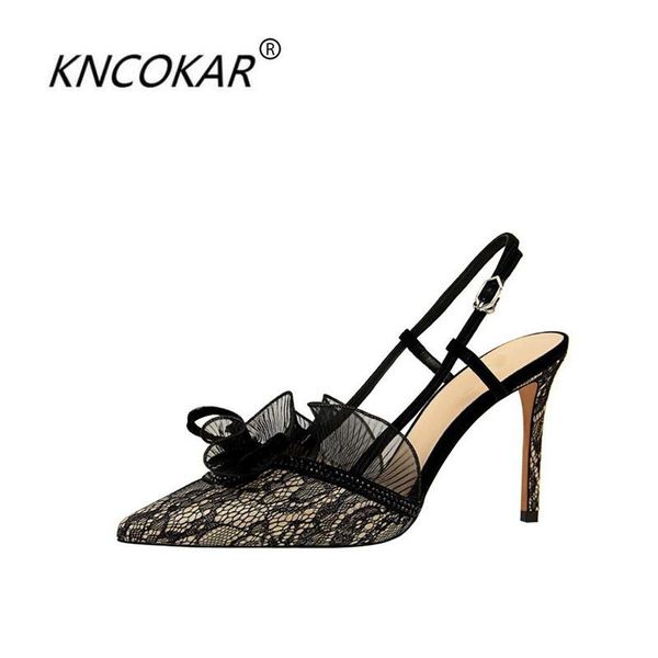 

summer style fashionable appeal banquet shows thin lady fine tall heel drill lace hollow out sandal sandals, Black