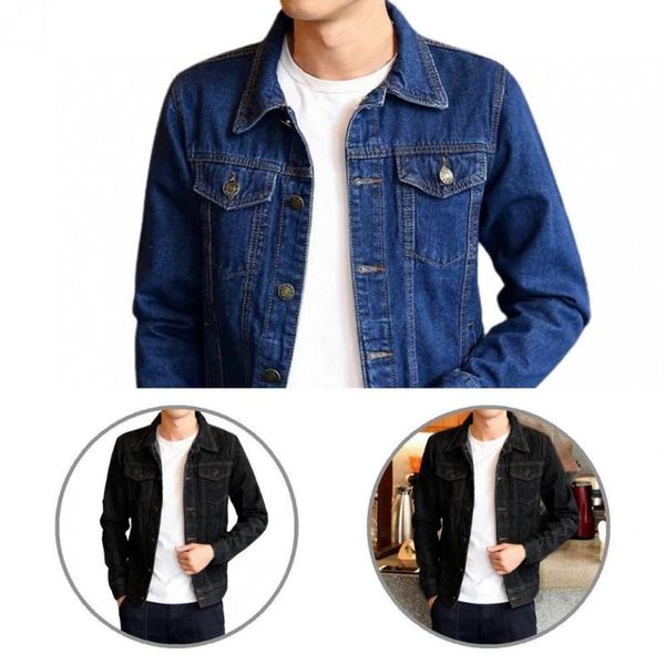 

men's jackets fit outwear solid color denim jacket for work men, Black;brown