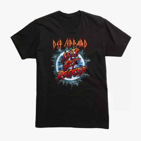 

def leppard let's get rocked t-shirt nwt 100% authentic & official, White;black