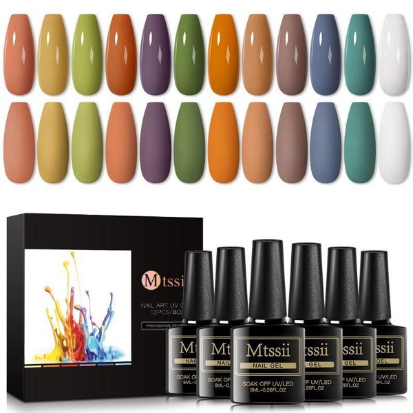 

mtssii gel nail polish set acrylic kit 12pcs/lot soak off hybrid lacquer semi permanent gellak varnish for manicured1, Red;pink