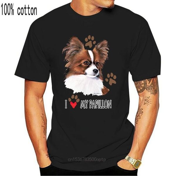 

men's t-shirts i love my papillon dog with prints custom tshirt, White;black