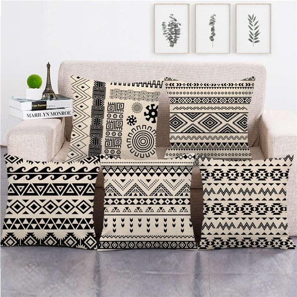 

black and white aztec geometry throw cushion cover linen/cotton sofa pillow decorative case cushion/decorative