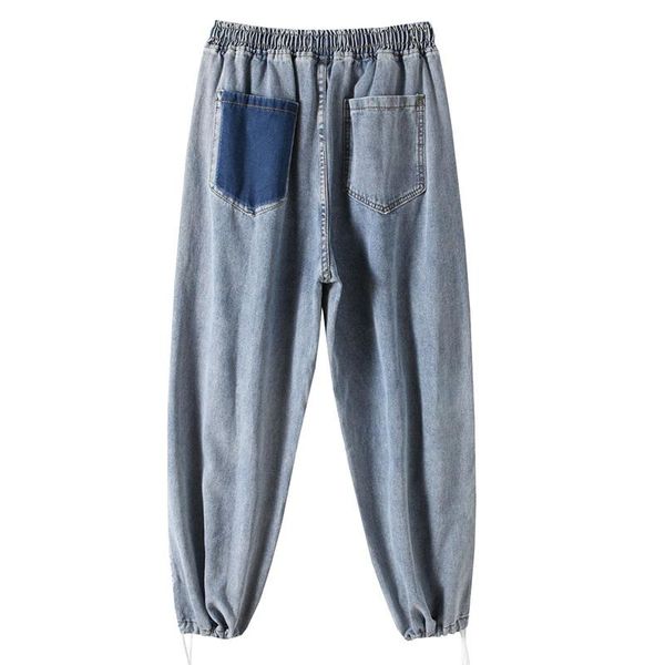 

retro blue harlan jeans viper women's high waist large size loose nine-point mom