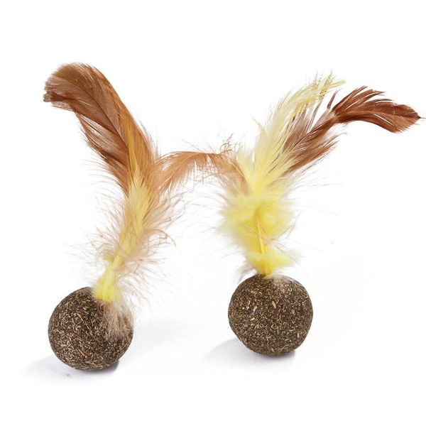 

cat toys natural catnip mint feather treat ball toy scratcher motion activated teeth cleaning grinding