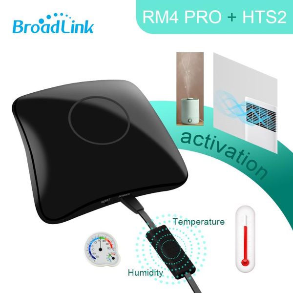 

smart home control broadlink rm4 pro automation wifi ir rf intelligent remote hts2 temperature humidity sensor work with alexa