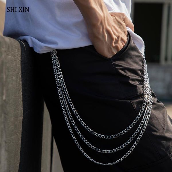 

keychains shixin punk multi layered trousers key chain for men silver color waist belt hip-hop hook jewelry accessories