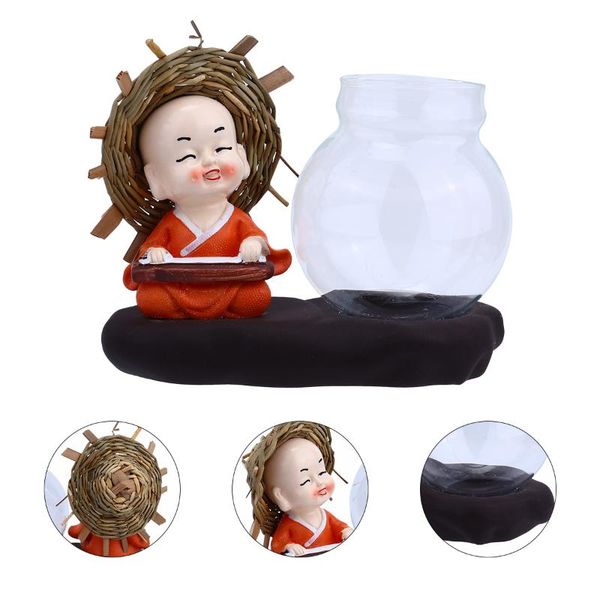 

vases little monk decor vase green plant container deskglass hydroponics