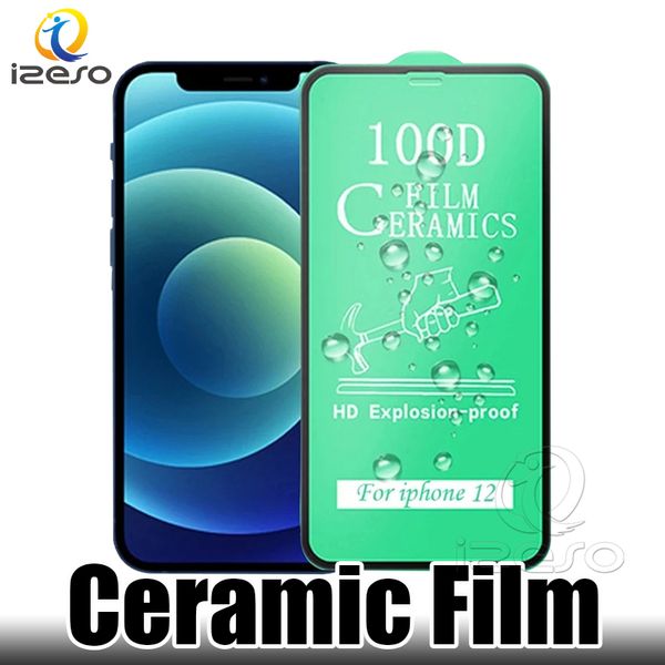 100D Seramik Ekran Koruyucu Film İPhone 15 için Temizli Cam 15 14 13 Pro Max 12 11 XS XR 8 7 Plus Izeso