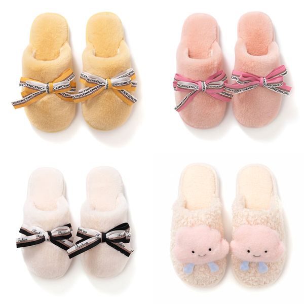 

newly girl shoes bowknot autumn winter clouds cute home cotton slipper white red grey women warm breathable fashion all inclusive plush slip