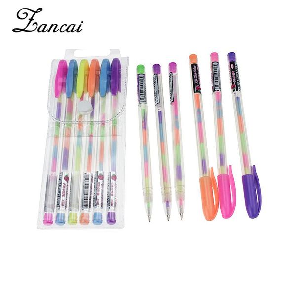 

highlighters zancai 6pcs/set highlighter pen color mark single head for office school supplies writing markers, Black;red