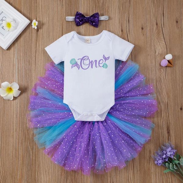 

baby girls clothes set, letter print short sleeve o-neck romper + tutu skirt bow-knot headband clothing sets, White