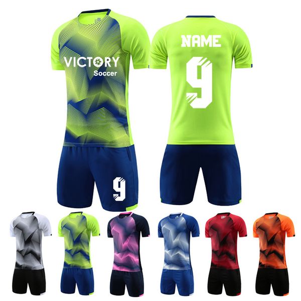 

children gradient soccer jerseys men sports sets customized footballer uniforms futbol training suit football team training wear, Black