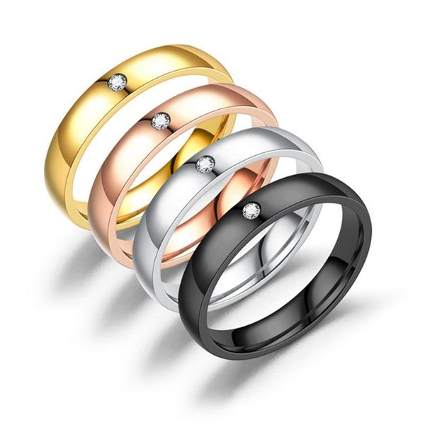 

cluster rings 4mm engagement cz ring for women stainless steel black/rose/gold/silver color finger girl gift us size 5 6 7 8 9 10 11 12, Golden;silver