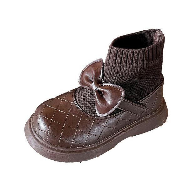 

flat shoes children fashion students sock autumn butterfly-knot black platform mary jane pu princess dress for girls, Black;grey