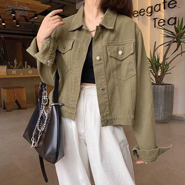 

women's jackets 2021 autumn winter women denim jeans jacket pockets streetwear short fashionable korean style oversized lady 17074, Black;brown