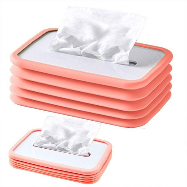 

tissue boxes & napkins 1pc retractable box holder cover square silicone foldable paper facial capacity spring