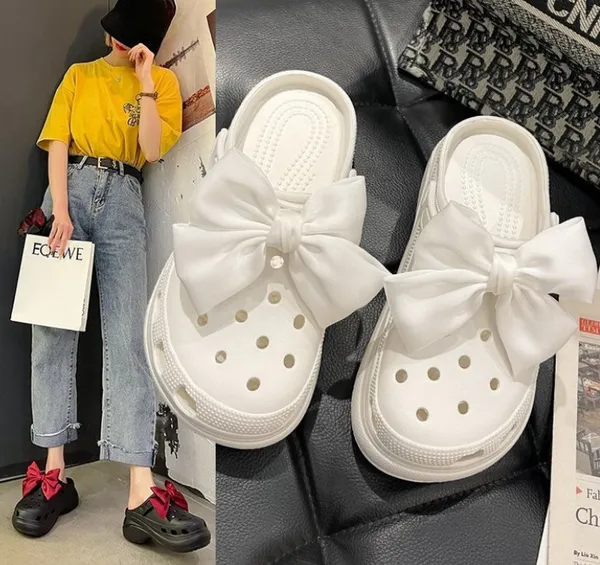

eva hole shoes women's 2021 summer slippers high heel thick bottom toe cap nurse outdoor beach sandals, Black
