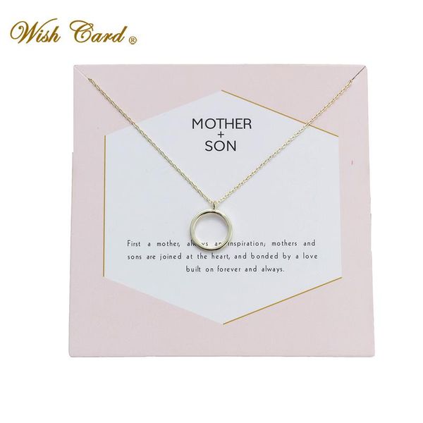 

pendant necklaces wish card mother day golden simple circle copper necklace friend gift collier femme bijoux drop ey6027, Silver