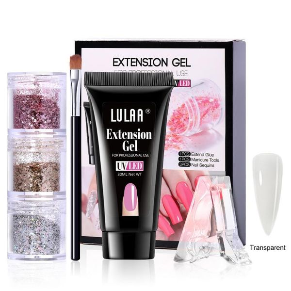 

nail gel crystal extension glitter sequin set paper holder solid potherapy glue model manicure with brush, Red;pink
