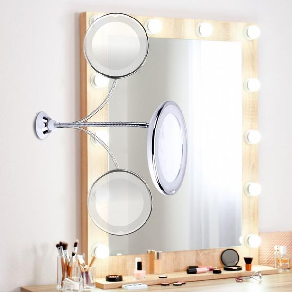 

wall lamp 360 degree rotation 10x magnifying makeup mirror my flexible folding vanity with led light tools dropship