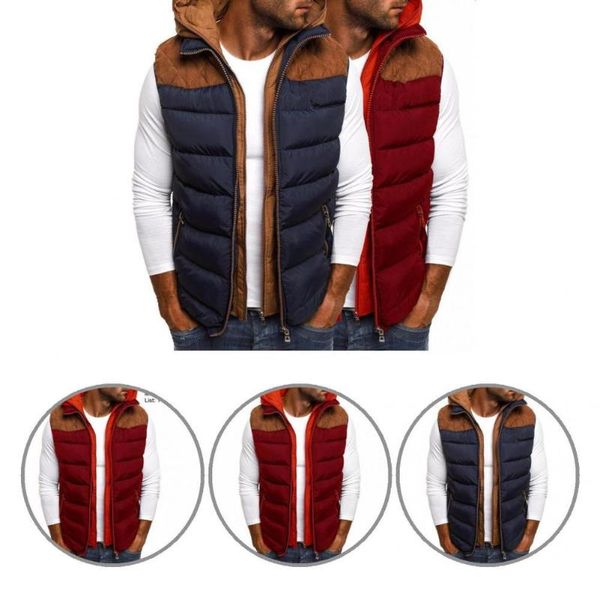 

men's vests cozy warm color contrast hooded jacket vest coat anti-e down waistcoat all match for daily wear, Black;white
