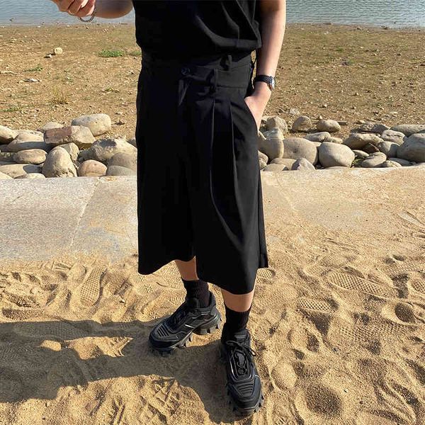 

pants fashionable the 2021 summer capris men's casual korean wide leg versatile, Black