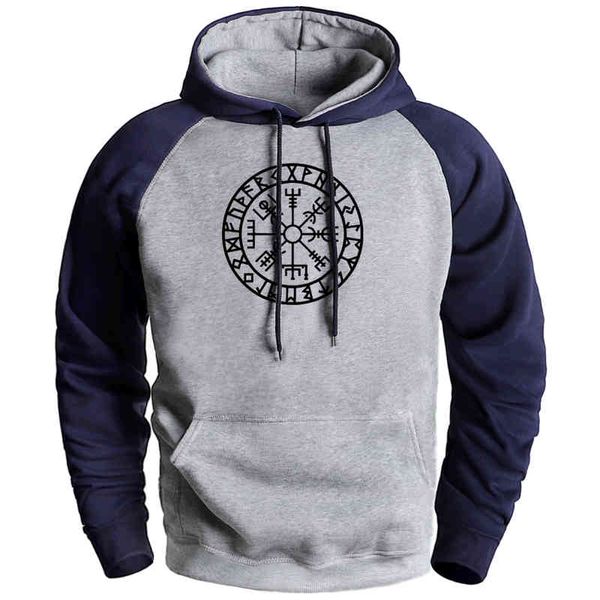 

viking compass print sweatshirt sell brand hoodi autumn winter warm fce hooded tracksuits male fashion pullover, Black
