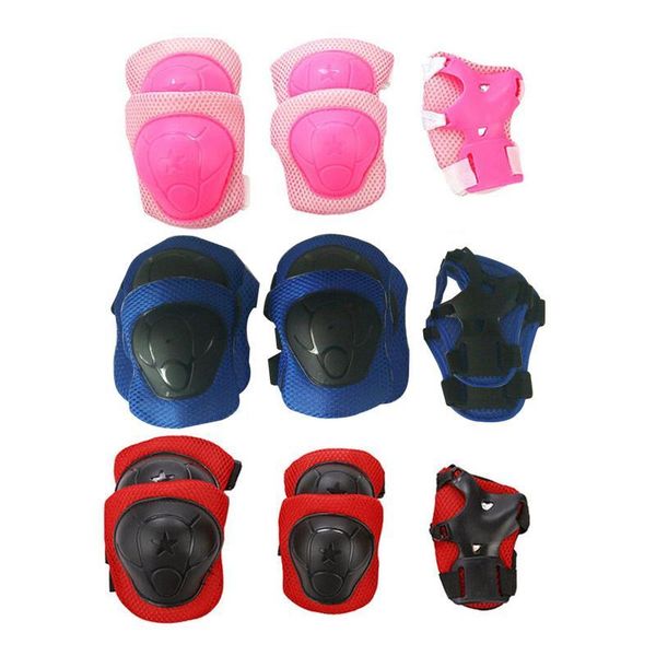 

pieces per set children bicycle skateboard skating protective gear sets knee elbow pads thickened soft adorable &, Black;gray