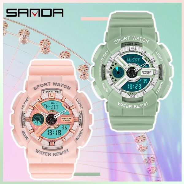 

wristwatches sanda sports women watches fashion casual waterproof led digital watch female for clock relogio feminino 292, Slivery;brown