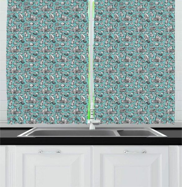 

curtain & drapes seafoam charcoal grey stones kitchen curtains sketchy like digital scene irregularly shaped items scattered for cafe