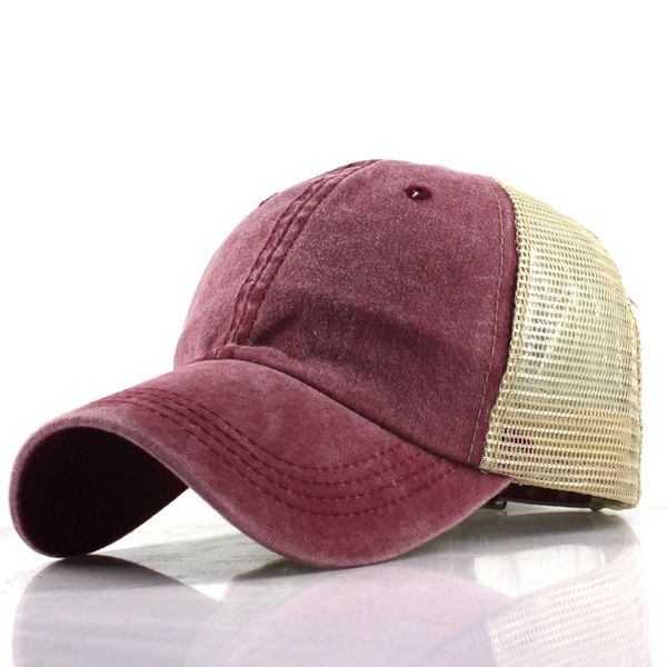 I berretti da baseball primaverili ed estivi all'ingrosso fanno tendenza per uomini e donne con berretto in rete in puro colore puro cotone lavato vecchio