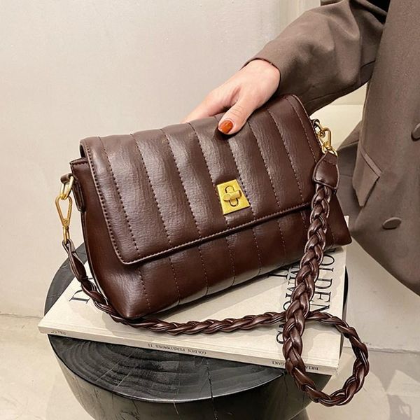 

cross body vintage quilted crossbody bags for women weave strap shoulder bag female small flap leather messenger handbag sac