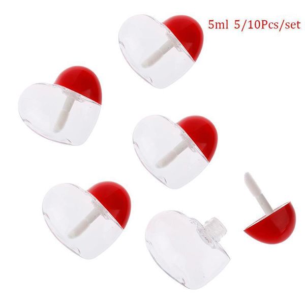

5pcs/10pcs 5ml cute love heart shaped empty lip gloss container diy cosmetic tool makeup organizer storage bottles & jars