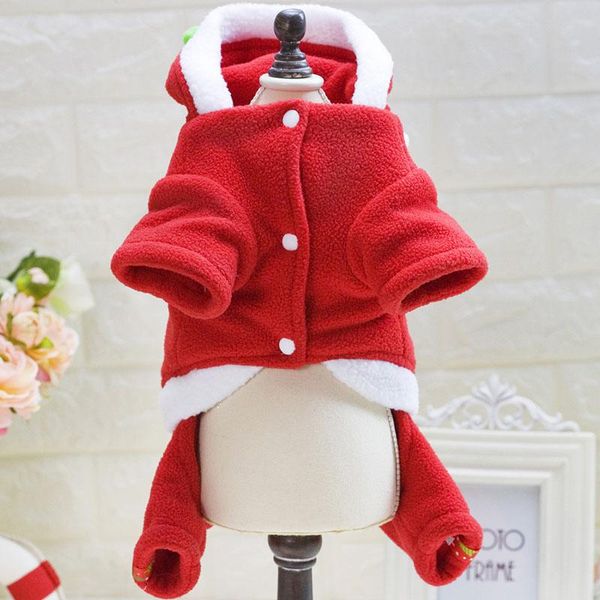 

dog apparel small pet christmas santa clothes soft hoodie coat autumn red outwear slc88