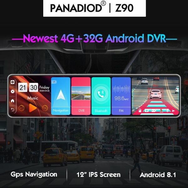 

inch 4g car dvr android 8.1 dash camera 4gb+32gb gps navigation rearview mirror auto recorder wifi cam dvrs