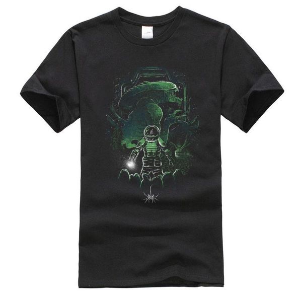 

men's t-shirts espacio ataque alienÃ­gena de algodÃ³n puro tees para hombres t camisa divertido cuello redondo al por mayor dep, White;black