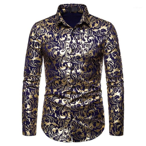 

men's casual shirts luclesam men nightclub bronzing shirt mens fashion button down lapel blouse disco dance clothes, White;black
