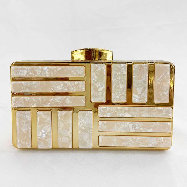 

acrylic dinner bag, banquet hand holding evening bag, fashionable one shoulder splicing metal small square bag