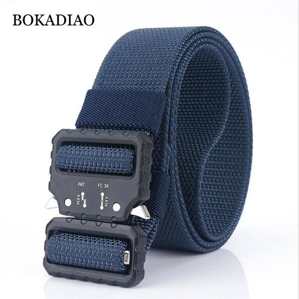 

belts bokadiao men canvas belt quick release luxury metal buckle jeans army military nylon training tactical strap male, Black;brown