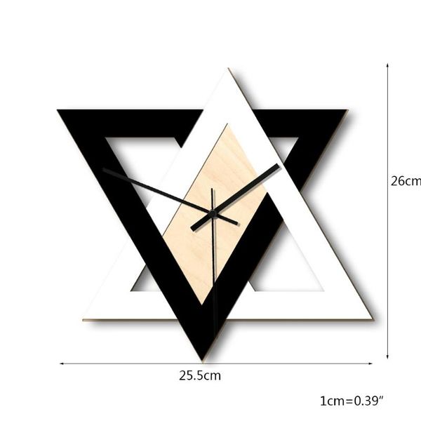 

wall clocks wooden black and white six-pointed star clock cafe living room hexagonal 87ha