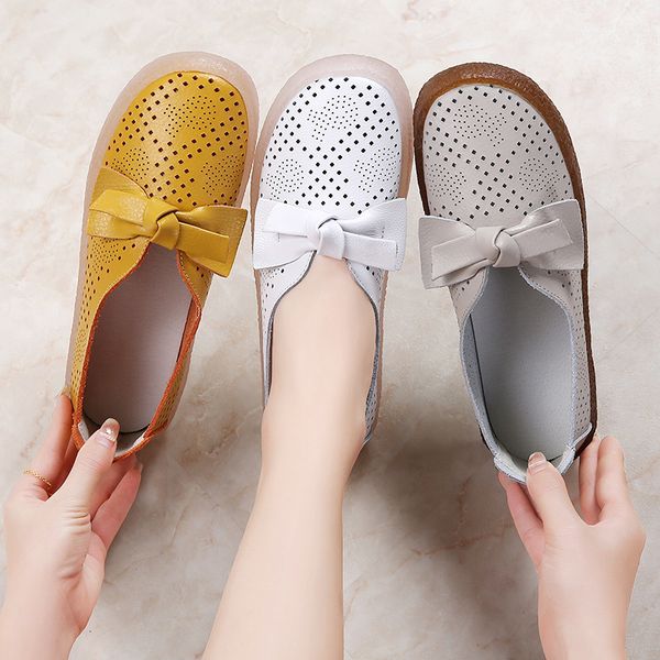 

shoe df8spring/casual female summer slip in cow hide breathing shoes for flat woman big size oxford shoe 2021 ol1u, Black